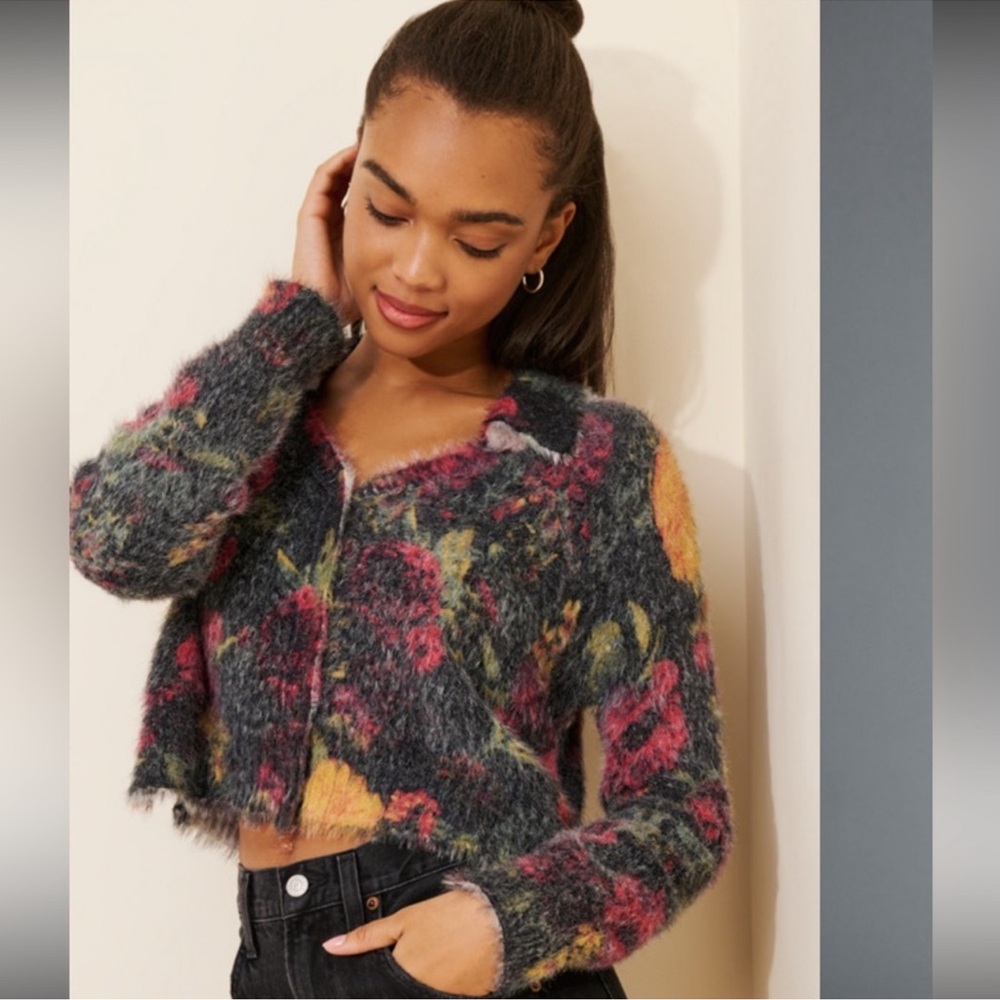 Anthropologie Multicolor Floral Cardigan